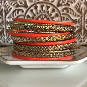 Set of Stackable Gold & Coral Bangles!